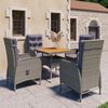 vidaXL Garden Dining Set Grey Poly rattan, steel, acacia wood, fabric