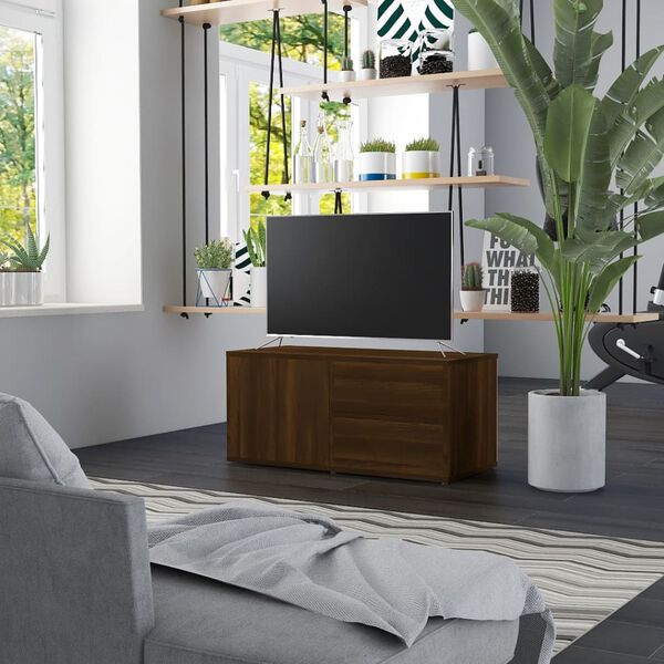 vidaXL TV Cabinet Brown Oak Engineered Wood 31.5 in x 13.4 in x 14.2 in