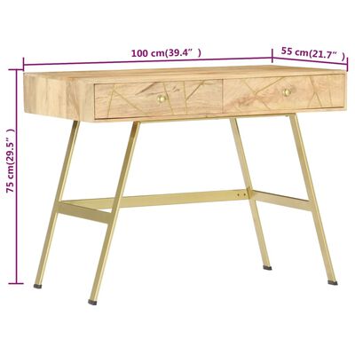 vidaXL Writing Desk with Drawers 39.4"x21.7"x29.5" Solid Mango Wood