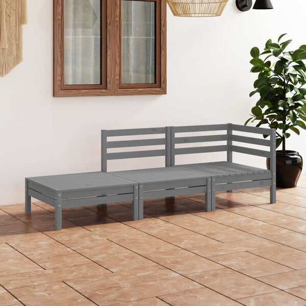 vidaXL Garden Lounge Set Grey Solid pinewood Medium Modular Lounge Set