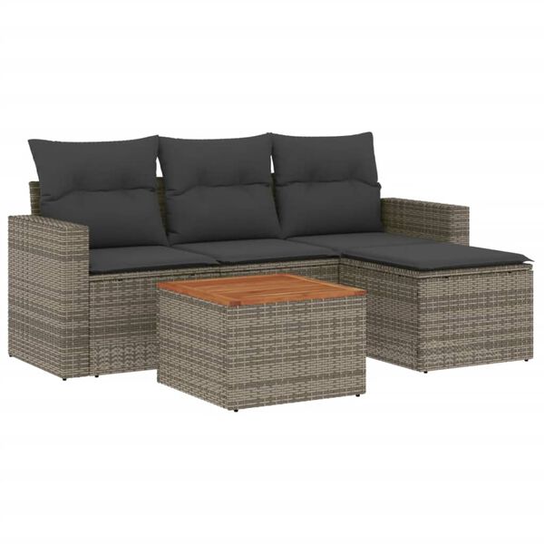 vidaXL Garden Sofa Set Gray PE Rattan Large Modular Garden Sofa Set