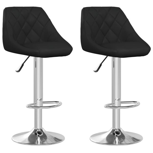 vidaXL Bar Stool Set of 2 Black Faux leather Adjustable