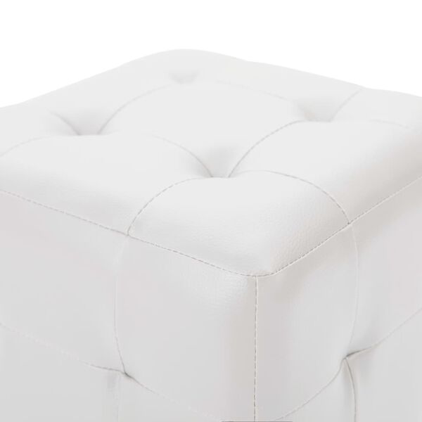 vidaXL Pouffe White Faux Leather, Wood, Polyester 11.8x11.8x11.8 in