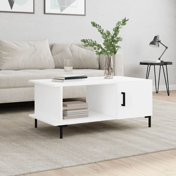 vidaXL Coffee Table White Engineered wood Coffee Table Rectangular