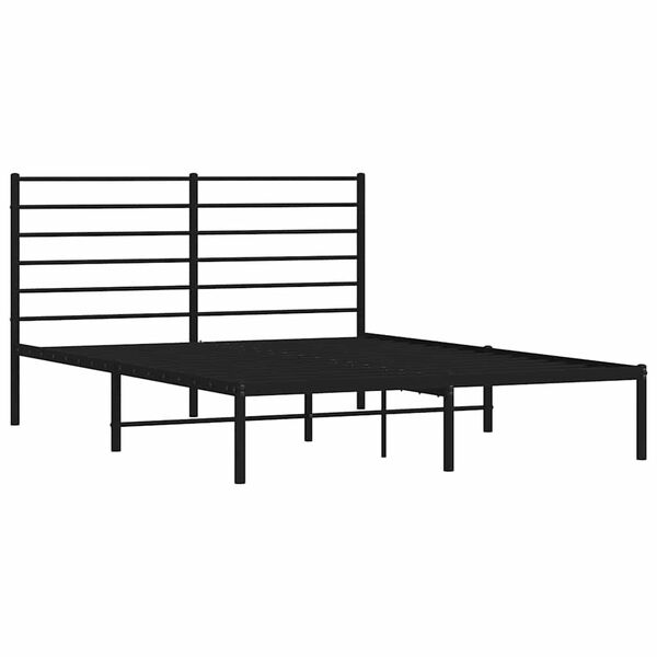 vidaXL Bed Frame Black Powder-Coated Steel 63 x 79 in Bed Frame