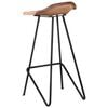 vidaXL Bar Stool Set of 4 Brown Real goat leather, powder-coated iron