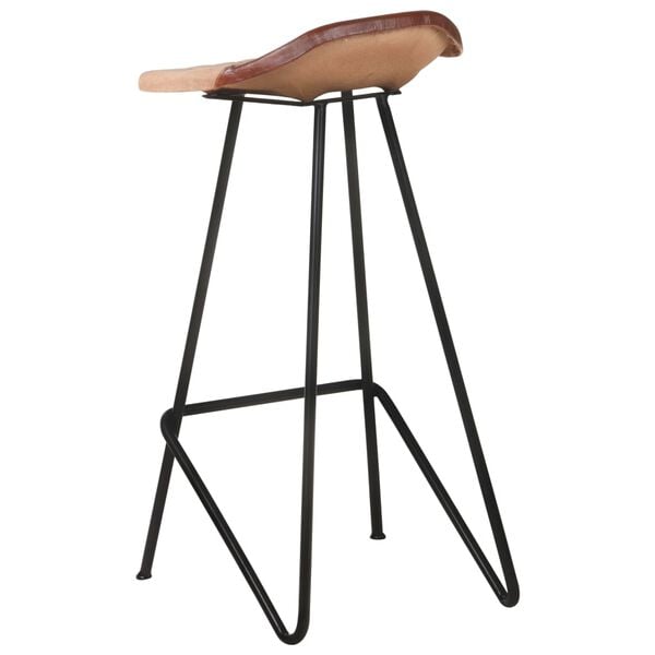 vidaXL Bar Stool Set of 4 Brown Real goat leather, powder-coated iron