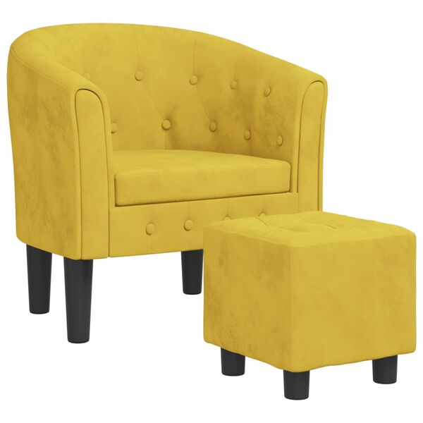 vidaXL Tub Chair Yellow Velvet (100% polyester), pinewood, plywood, plastic