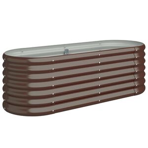vidaXL Garden Raised Bed Brown Powder-Coated Steel 44.9 x 15.7 x 14.2 in