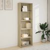 vidaXL Bookcase Sonoma Oak Engineered Wood 23.6 x 11.8 x 74.4 in