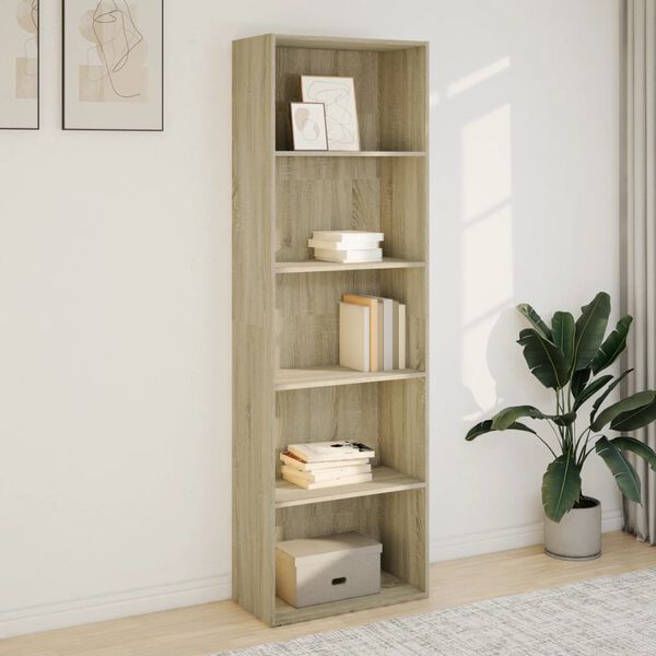 vidaXL Bookcase Sonoma Oak Engineered Wood 23.6 x 11.8 x 74.4 in