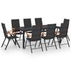 vidaXL Dining Set Black and Brown PE Rattan Large Seats Many