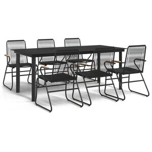 vidaXL Garden Dining Set Set of 7 Black