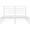 vidaXL Metal Bed Frame White Powder-coated steel King Size