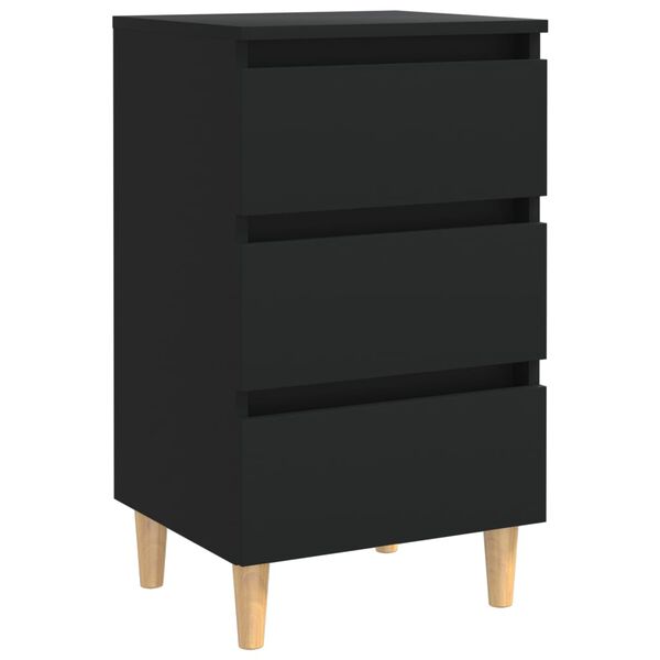 vidaXL Bed Cabinet Black Engineered wood, solid eucalyptus wood Medium