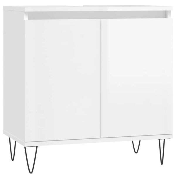 vidaXL Bathroom Cabinet High gloss white Engineered wood, iron Medium