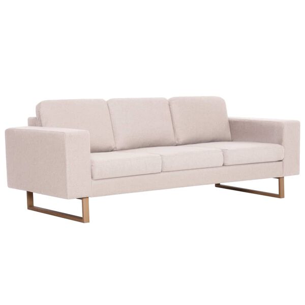 vidaXL Sofa Cream Polyester fabric, Wooden frame, Iron legs 3-Seater