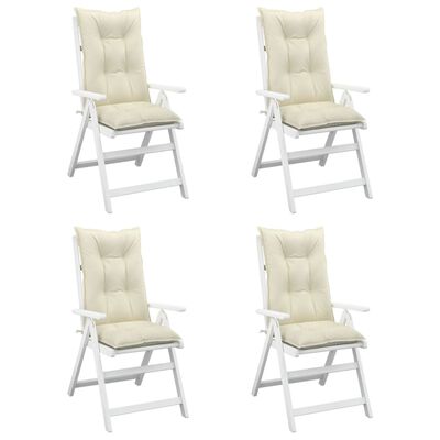 vidaXL Garden Highback Chair Cushions 4 pcs Cream 47.2"x19.7"x2.8" Fabric