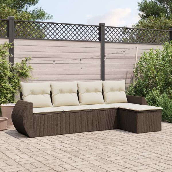 vidaXL Garden Sofa Set Brown and Cream White