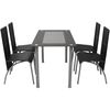 vidaXL Dining Table And Chairs Black Powder-coated steel Medium Modern