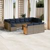 vidaXL 14 Piece Patio Sofa Set with Cushions Gray Poly Rattan