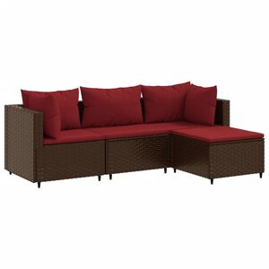 vidaXL Patio Lounge Set Set of 4 Brown PE rattan Compact