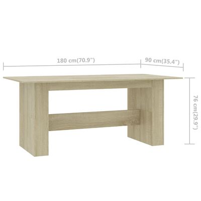 vidaXL Dining Table Sonoma Oak 70.9"x35.4"x29.9" Engineered Wood