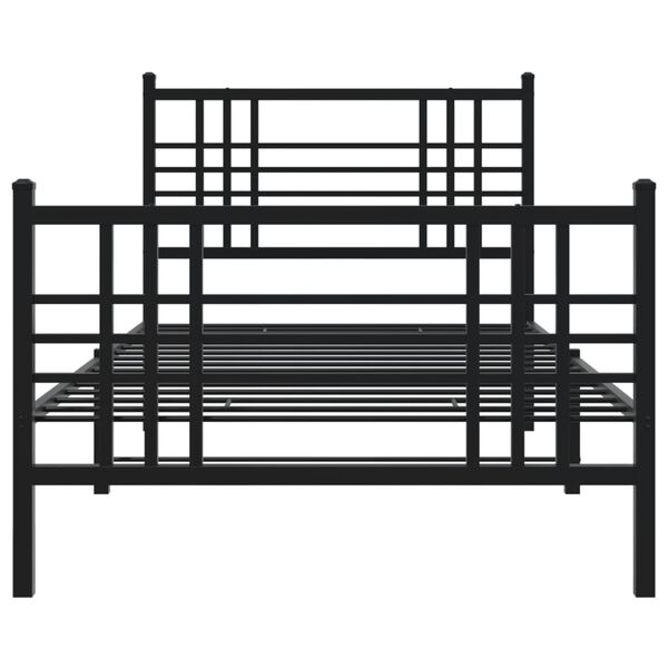 vidaXL Metal Bed Frame without Mattress with Footboard Black 35.4"x78.7"