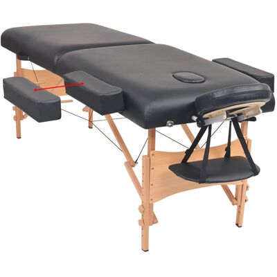 vidaXL 2-Zone Folding Massage Table and Stool Set 3.9" Thick Black
