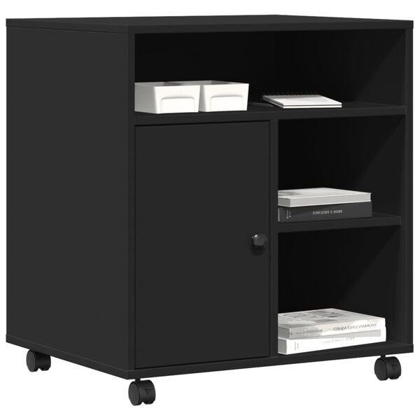 vidaXL Printer Stand with Wheels Black 23.6"x19.7"x26.4"