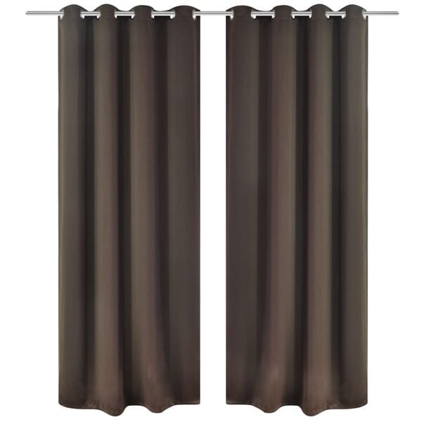 vidaXL 2 pcs Brown Blackout Curtains with Metal Rings 53.1 x 96.5"