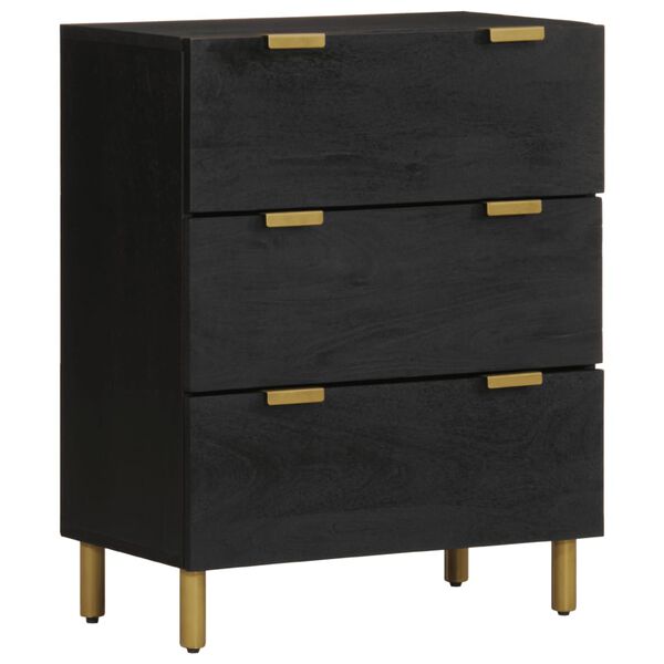 vidaXL Sideboard Black Engineered wood, Solid mango wood, Brass Medium