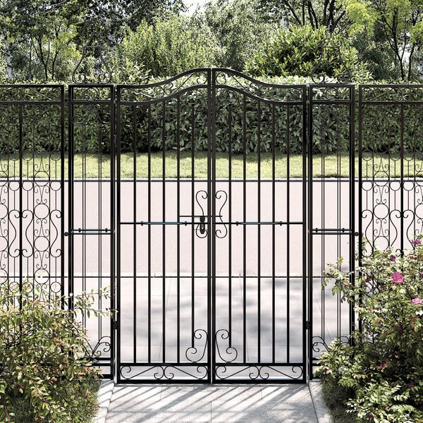 vidaXL Garden Gate Black 47.6"x3.1"x59.1" Wrought Iron