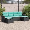 vidaXL Garden Sofa Set Black and Blue PE Rattan and Powder-Coated Steel