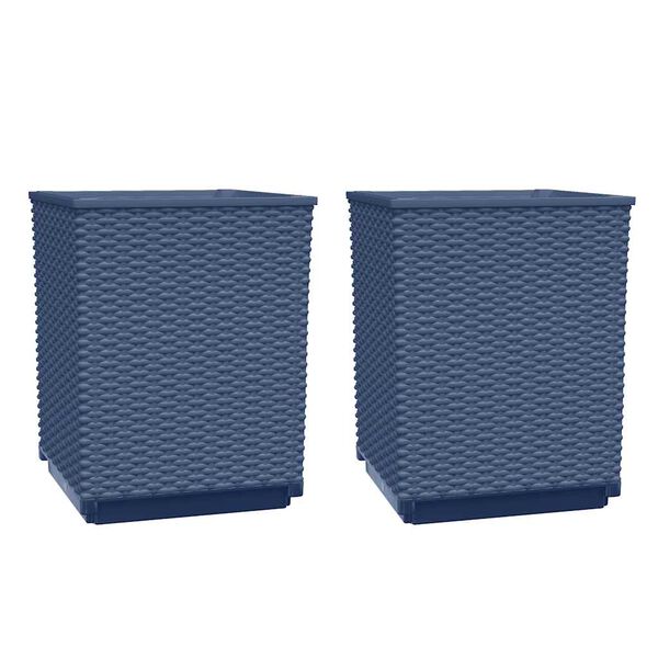 vidaXL Planter Set of 2 Blue Grey Polypropylene Medium