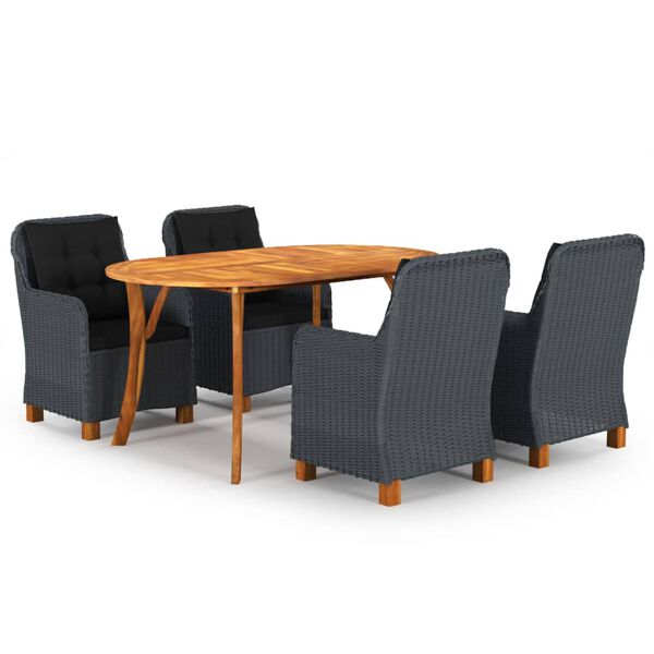 vidaXL 5 Piece Patio Dining Set Dark Gray