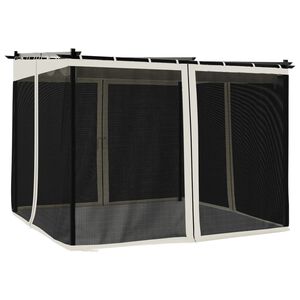 vidaXL Gazebo with Mesh Walls Cream 9.8'x9.8' Steel