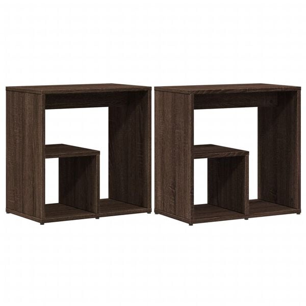 vidaXL Side Table Set of 2 Brown Oak Engineered Wood 19.7x11.8x19.7 in