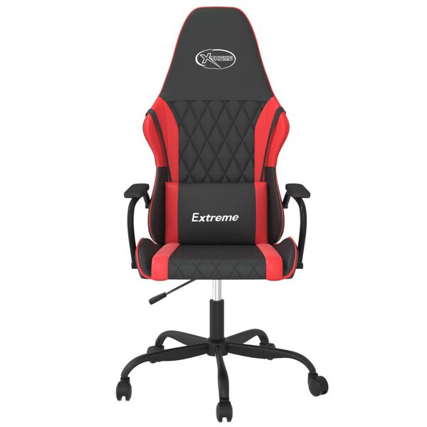 vidaXL Gaming Chair Black and Red Faux leather Medium Height-Adjustable