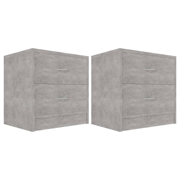 vidaXL Bedside Cabinet Set of 2 Concrete Grey Engineered Wood