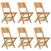 vidaXL Folding Garden Chair Set of 6 Natural teak Solid teak wood Medium