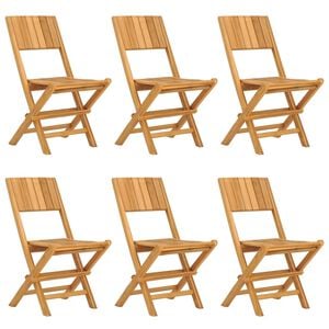 vidaXL Folding Garden Chair Set of 6 Natural teak Solid teak wood Medium