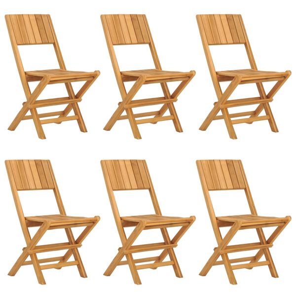 vidaXL Folding Garden Chair Set of 6 Natural teak Solid teak wood Medium