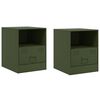 vidaXL Bedside Cabinet Set of 2 Olive Green Cold-rolled steel Medium