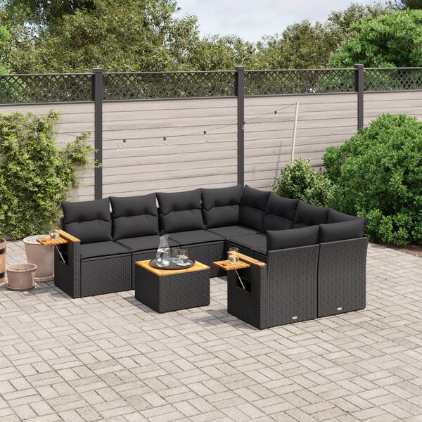 vidaXL Garden Sofa Set Black