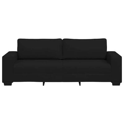 Black fabric sofa facing forward, single image of the sofa against a white background.