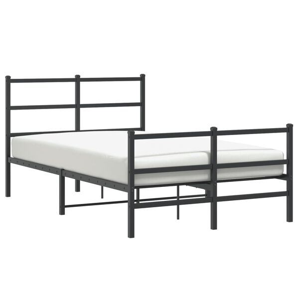 vidaXL Bed Frame Black Powder-Coated Steel Double Bed Frame