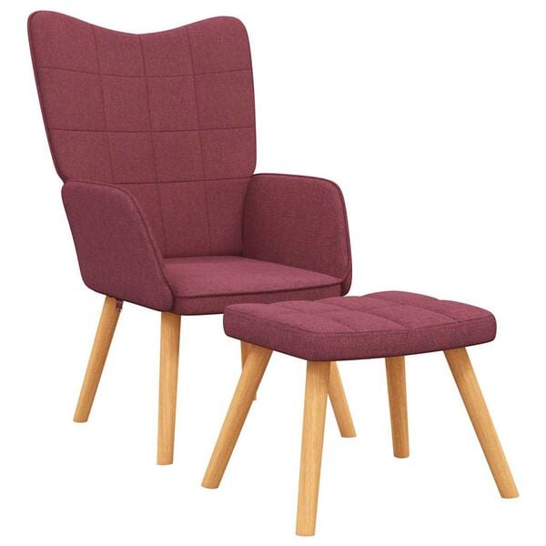 vidaXL Relaxing Chair With Stool Wine Red