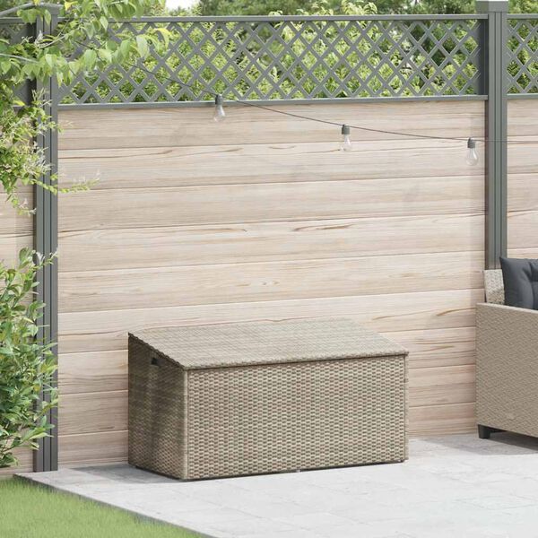 vidaXL Garden Storage Box Light Grey PE Rattan Garden Storage Box