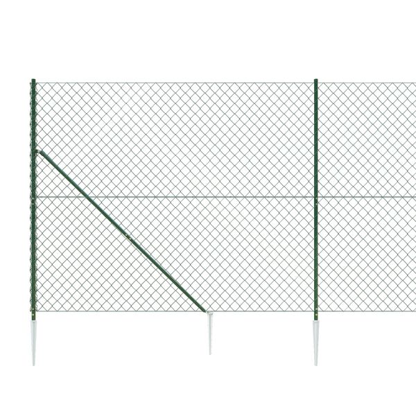 vidaXL Chain Link Fence with Spike Anchors Green 5.9x32.8'